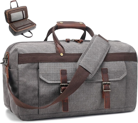 kaufen Custom Großkapazität Wasserdicht Echtleder Leinwand Übernachtung Wochenendreisetasche online manufacture