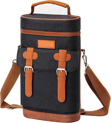 kaufen 600D-Polyester-Wärmeisolierte Kühltasche 2 Flaschen Portable Tote Carrier online manufacture