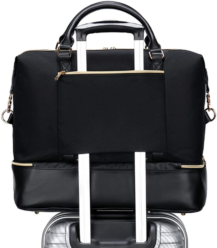 Frauen-Männer-Leder-Dufel-Reisetasche mit Trolley-Hülle 17.3x14.5x8.3