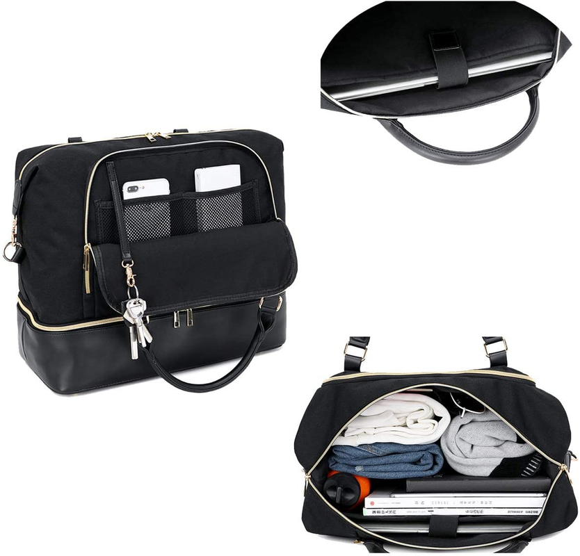 Frauen-Männer-Leder-Dufel-Reisetasche mit Trolley-Hülle 17.3x14.5x8.3