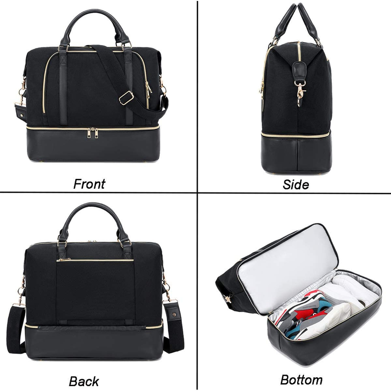 Frauen-Männer-Leder-Dufel-Reisetasche mit Trolley-Hülle 17.3x14.5x8.3