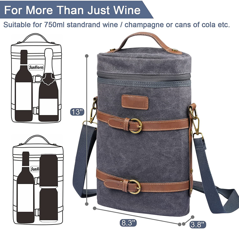 Flexibler Picknickwein Schwerlastbehälter Isolierte Kühltasche Trennpolster Wasserflasche 8x3x13