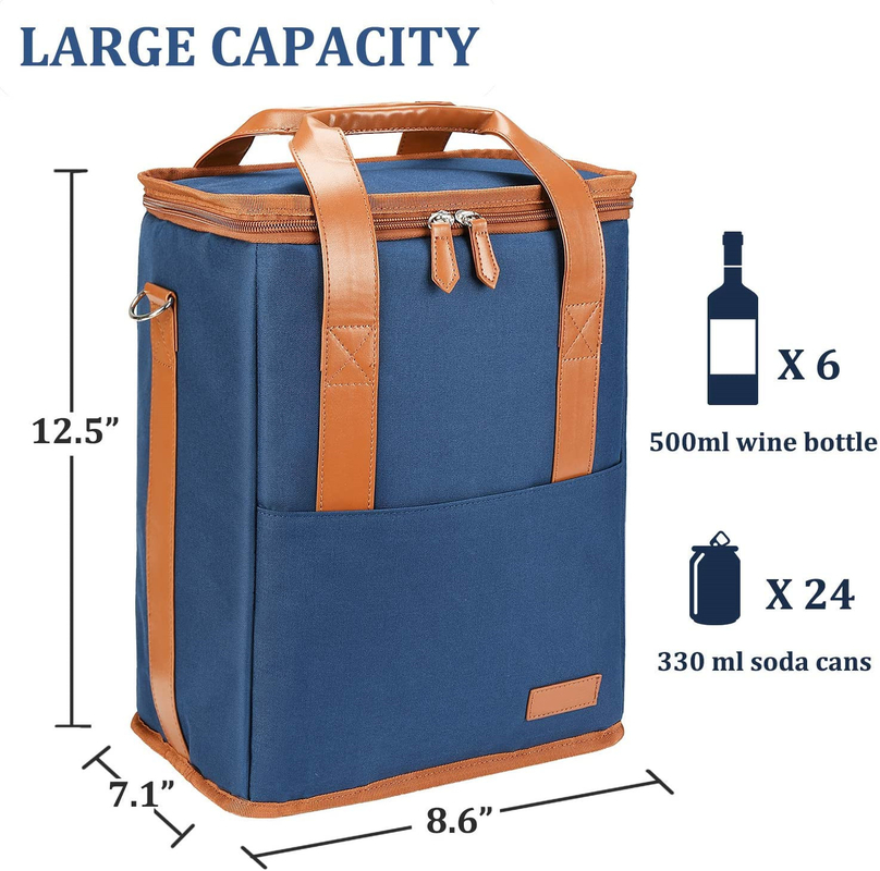 Xl Individual Isolierte Kühlbeutel Tasche für Lebensmittel Wein 6 Flaschen 8.6X7.1X12.5 