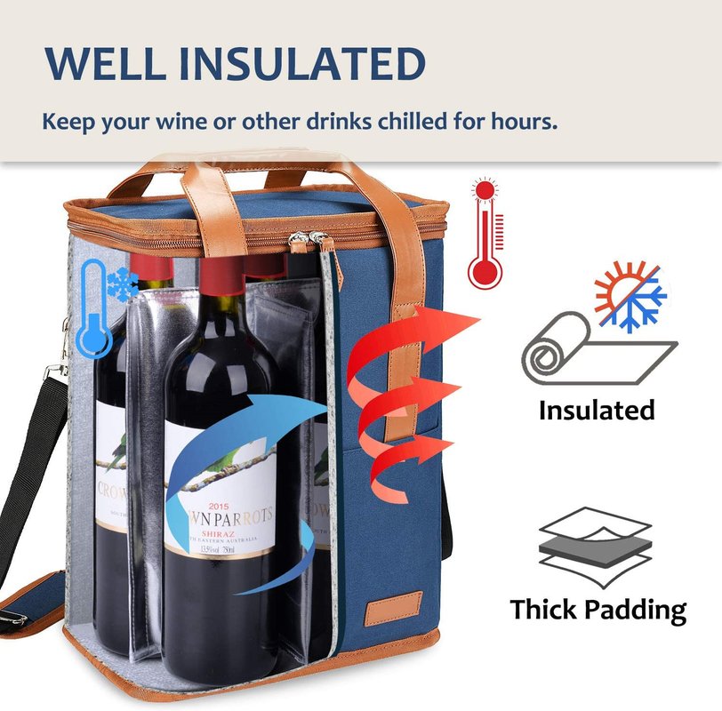 Xl Individual Isolierte Kühlbeutel Tasche für Lebensmittel Wein 6 Flaschen 8.6X7.1X12.5 