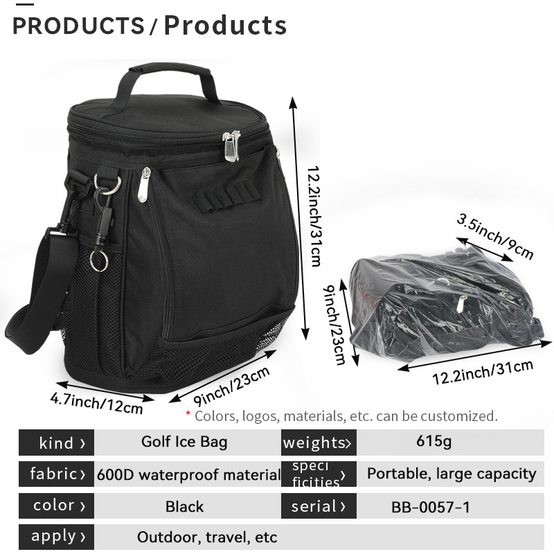 Schwarz Großkapazität Unisex 10 Dosen Isolierter Golf Custom Travel Cooler Bag mit Schultergurt