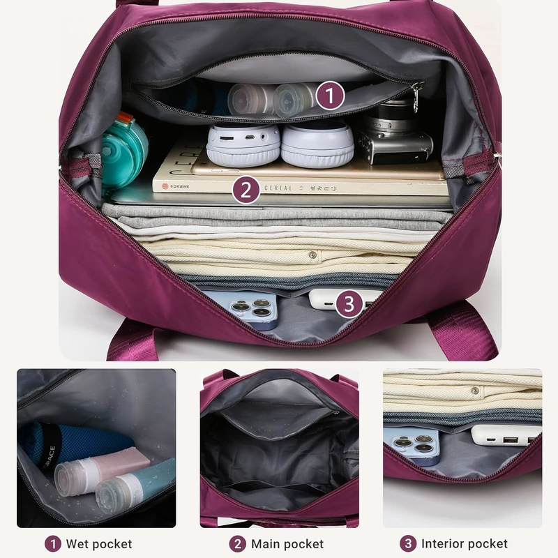 Große Kapazität Erweiterbare Trocken-Nass-Trenntasche Reise mit Schultergurt