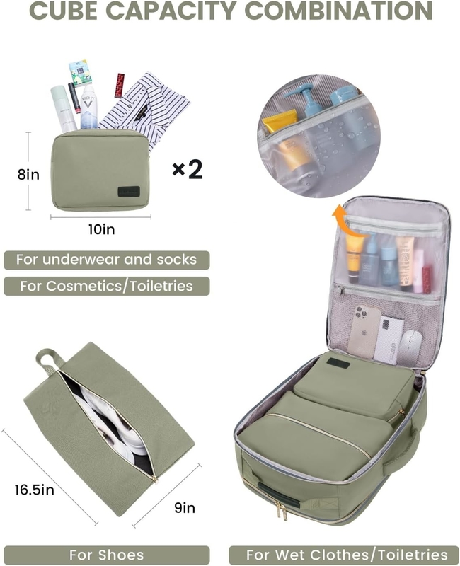 TSA persönlicher Artikel 40L wasserdicht Großgepäck für Fluggesellschaften zugelassener Reisetasche mit 3 Packwürfeln