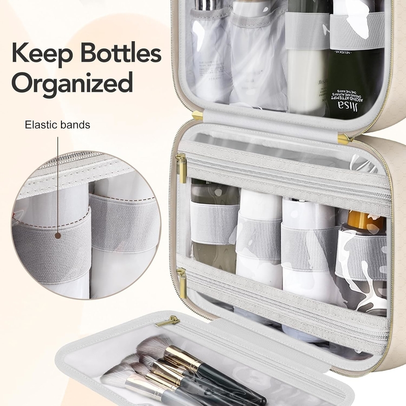 Wasserdichte cremige weiße Toilettenartikel Hängende Make-up Kosmetik Organisator Reisetasche für Toilettenartikel voller Größe Zubehör