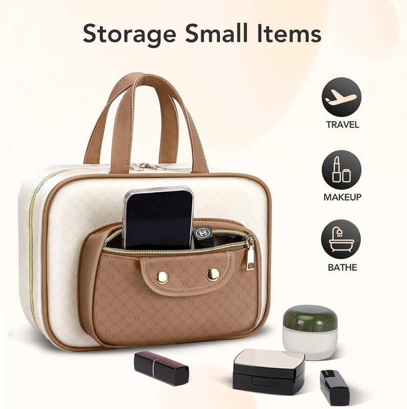 Wasserdichte cremige weiße Toilettenartikel Hängende Make-up Kosmetik Organisator Reisetasche für Toilettenartikel voller Größe Zubehör