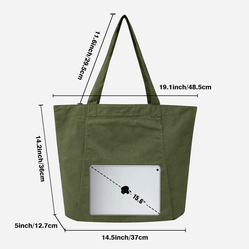 Große, langlebige, grüne Baumwollfarbe, sportlich anpassbare Taschen mit Schuhen, Tasche