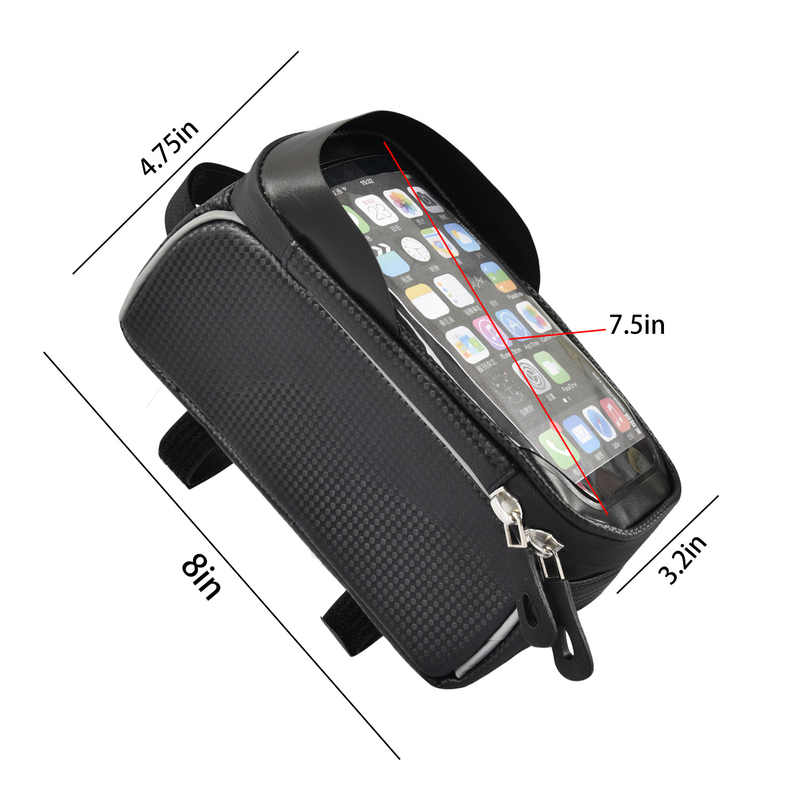 Top Tube Bag Telefonhalter Tasche mit Kopfhörer Loch Fensterhalter 8x3.2x4.75 