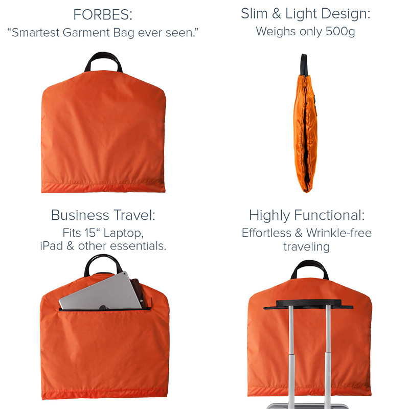 2 in 1 Kleidungsstück Tasche tragen auf Männer Anzug Hanger Reißverschluss Taschen 1.1LBS