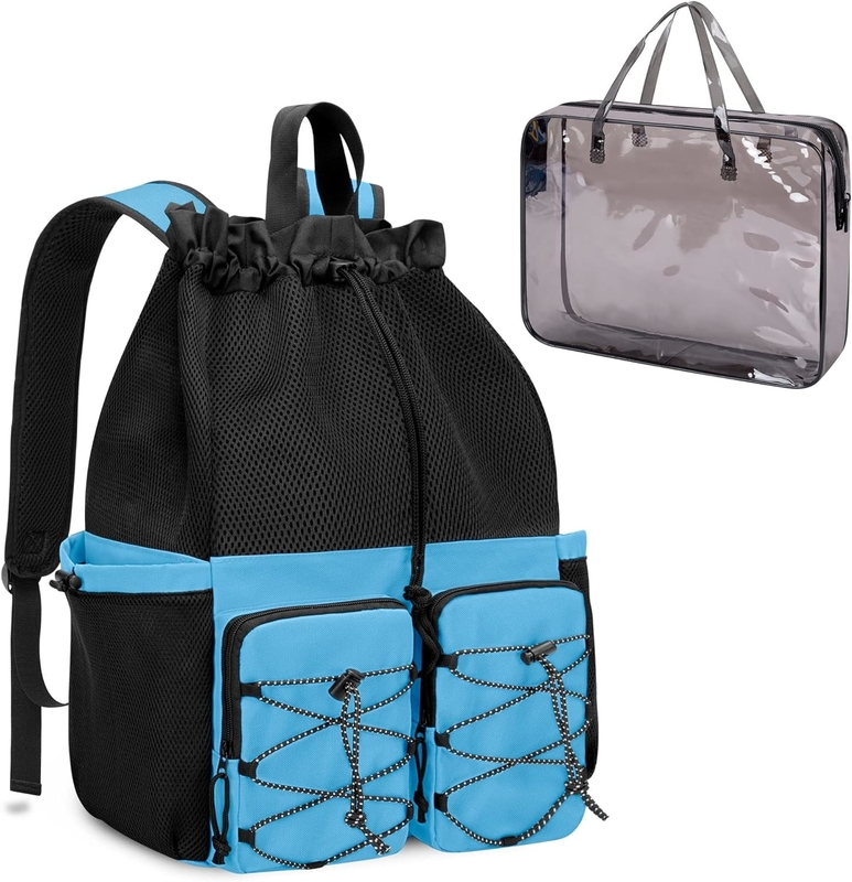 Große wasserdichte Schnüre Strand Schwimmbad Gymnastik Pool Sportnetz Custom Reisetasche für Männer und Frauen