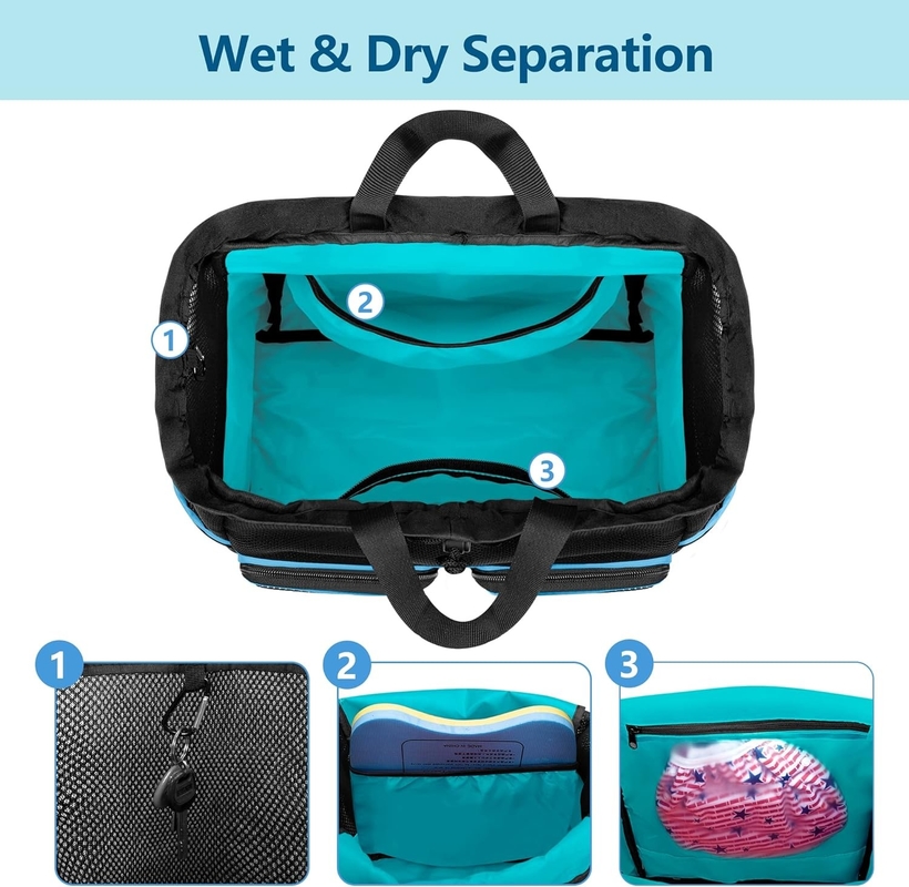 Große wasserdichte Schnüre Strand Schwimmbad Gymnastik Pool Sportnetz Custom Reisetasche für Männer und Frauen