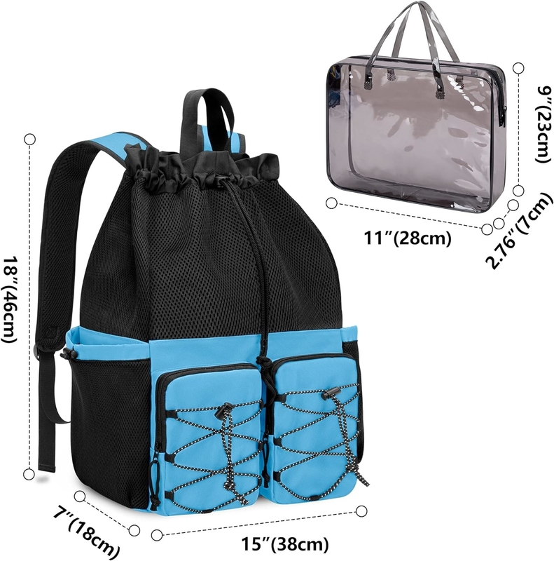 Große wasserdichte Schnüre Strand Schwimmbad Gymnastik Pool Sportnetz Custom Reisetasche für Männer und Frauen
