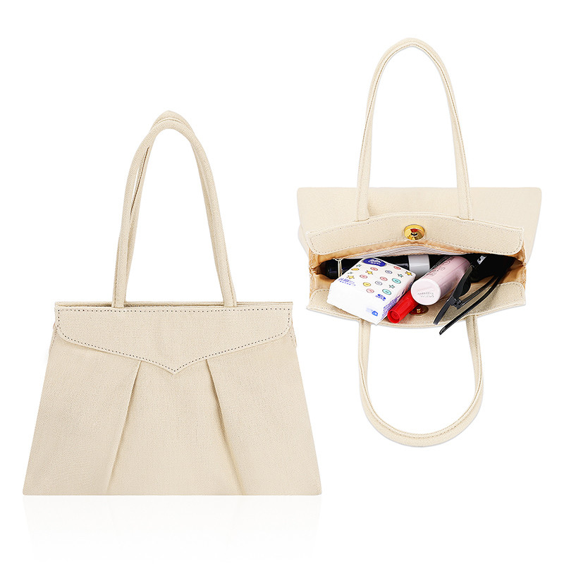 Umweltfreundliche wiederverwendbare Einkaufstüten Nachhaltige Leinwand-Tote-Taschen Reißverschluss Knopf 10x7