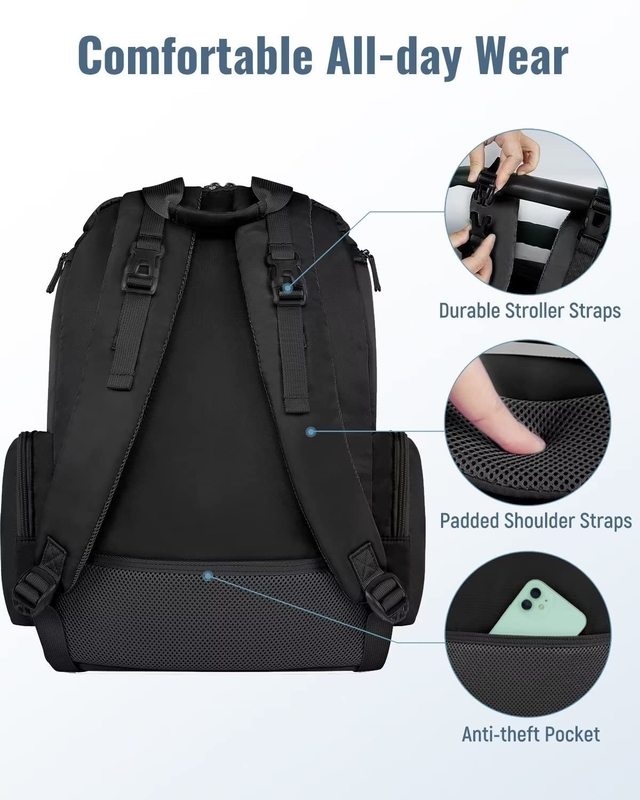 Wasserdichte Multifunktionswindel-Reisetasche mit 2 seitlich isolierten Taschen für Männer Frauen