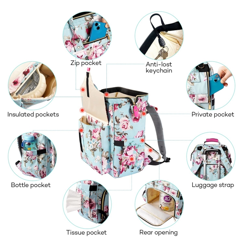 Langlebige Multifunktions-Nappy-Tasche für Windeln für große Kapazitäten
