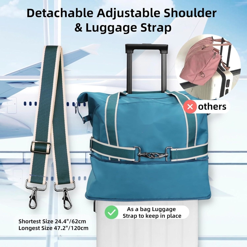 Klappbare, wasserdichte, übernachtende, tragbare Gepäckstücke für den Fitnessstudio, benutzerdefinierte Reisetasche mit abnehmbarem Schulterband