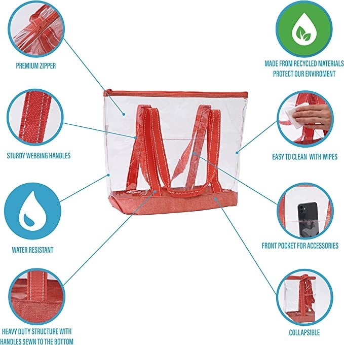 14 Zoll eigene Einkaufstüten mit Logo Pvc Clear Tote Bag Stadion Außenpool