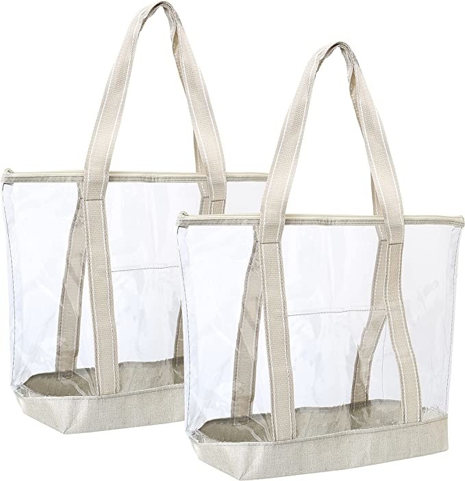 Durchsichtige, kundenspezifische Einkaufstaschen, Transparente PVC-Tote-Tasche, Sportstadion, Außenstrand, 14x5x13