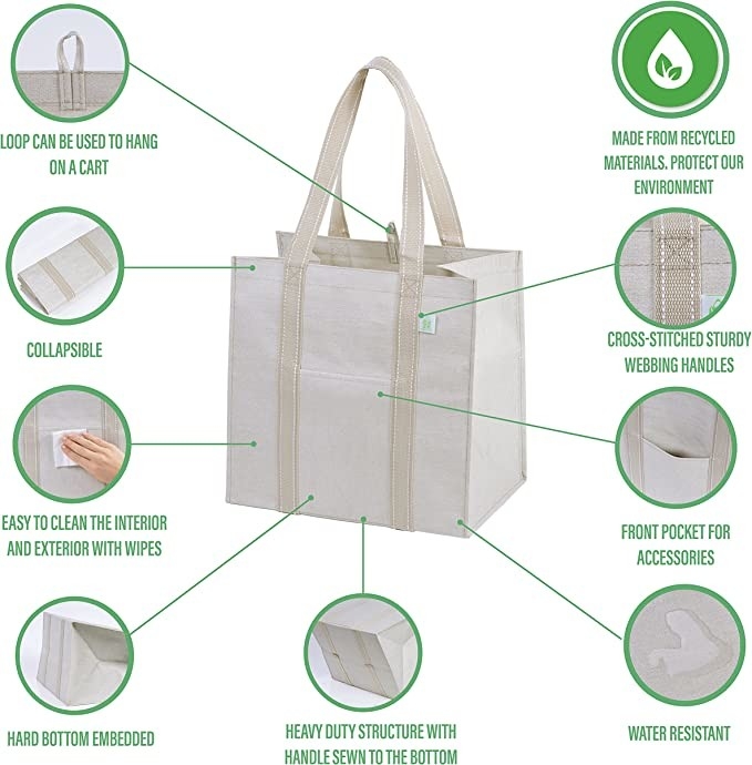 Heavy Duty Leinwand-Einkaufstüte mit Taschen Zip Codycross Lebensmittel Öko-freundlich