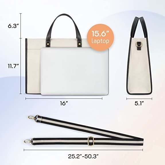16x11.7x5.1 Leinwand Laptop Tote Bag, Arbeit Schultertaschen Für Reisen Einkaufen