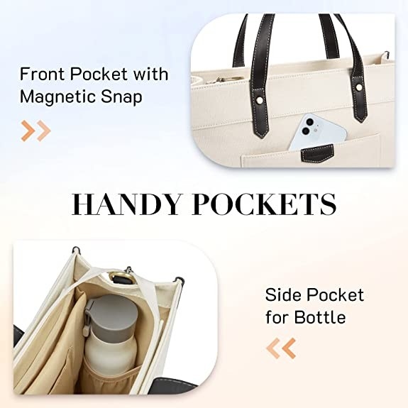 16x11.7x5.1 Leinwand Laptop Tote Bag, Arbeit Schultertaschen Für Reisen Einkaufen
