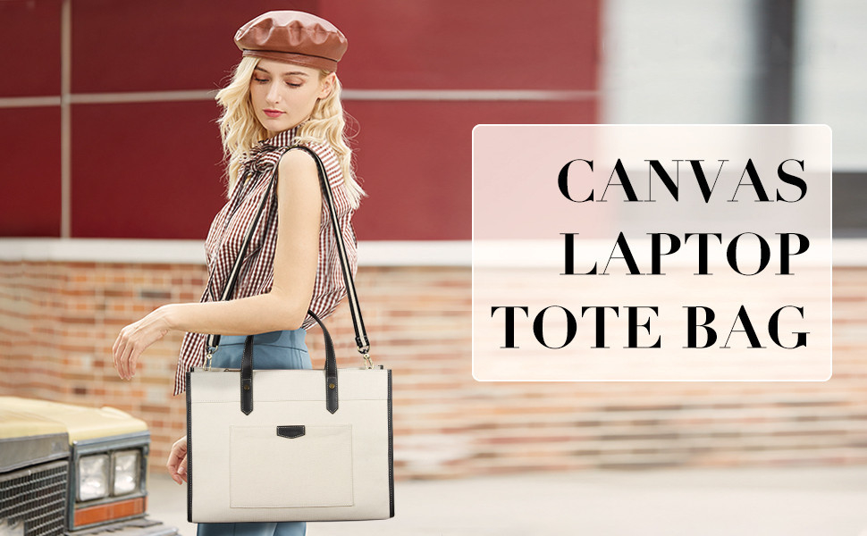 16x11.7x5.1 Leinwand Laptop Tote Bag, Arbeit Schultertaschen Für Reisen Einkaufen