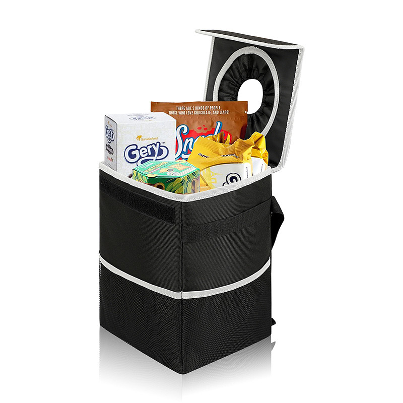 Schrottwagen-Organisator Taschen schwarz hängend undicht Mülleimer Deckel Müll 8.4x7.4x10.4