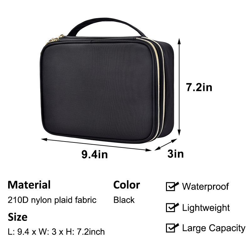 Große Schmucktasche große Doppelschicht Reise 210D Nylon 9.4x3x7.2 
