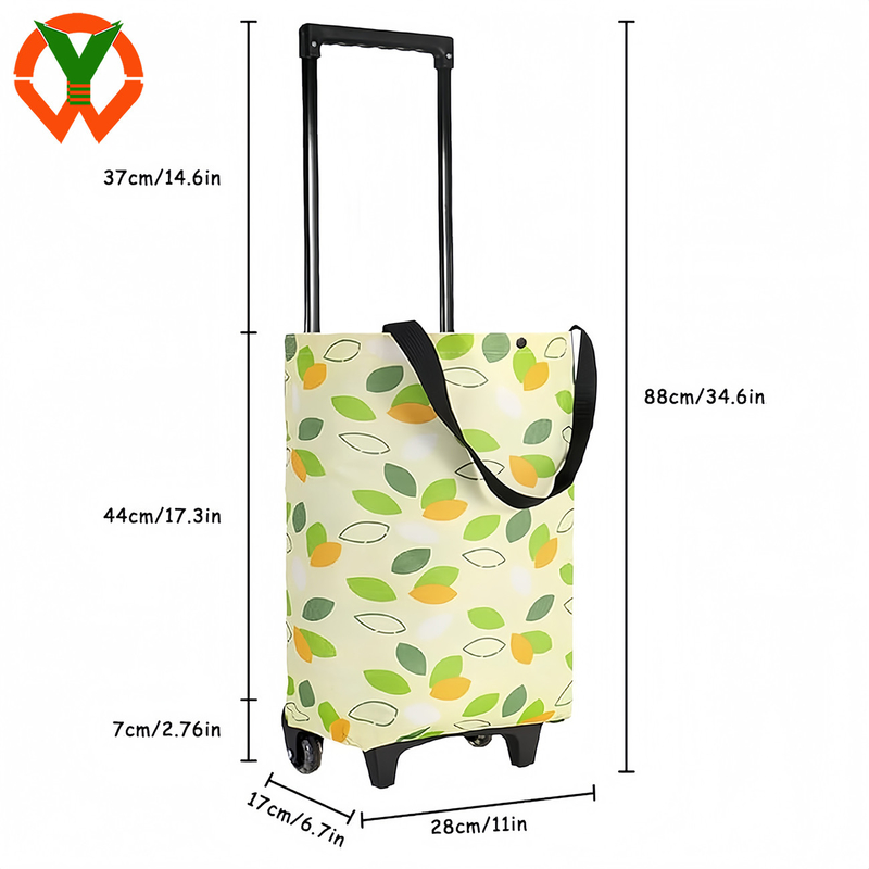 2 in 1 langlebige Klapptasche mit Rädern Wiederverwendbares Lebensmittel für den Einkauf