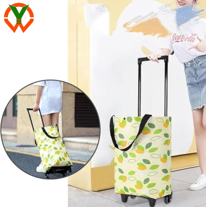 2 in 1 langlebige Klapptasche mit Rädern Wiederverwendbares Lebensmittel für den Einkauf