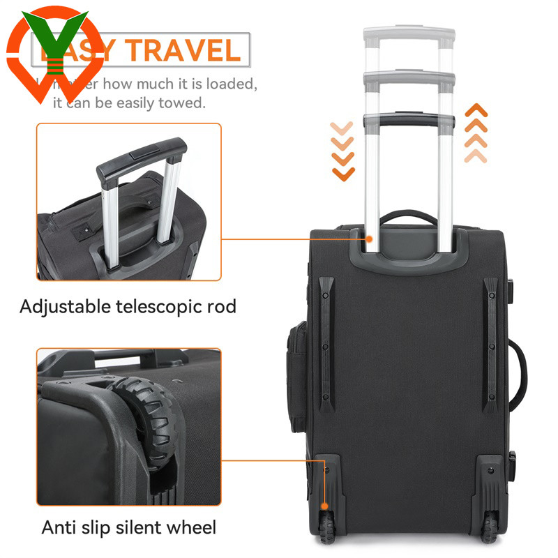Großkapazitäts-Reise-Tasche aus Polyester, langlebige Rolltasche mit Rädern und Griff