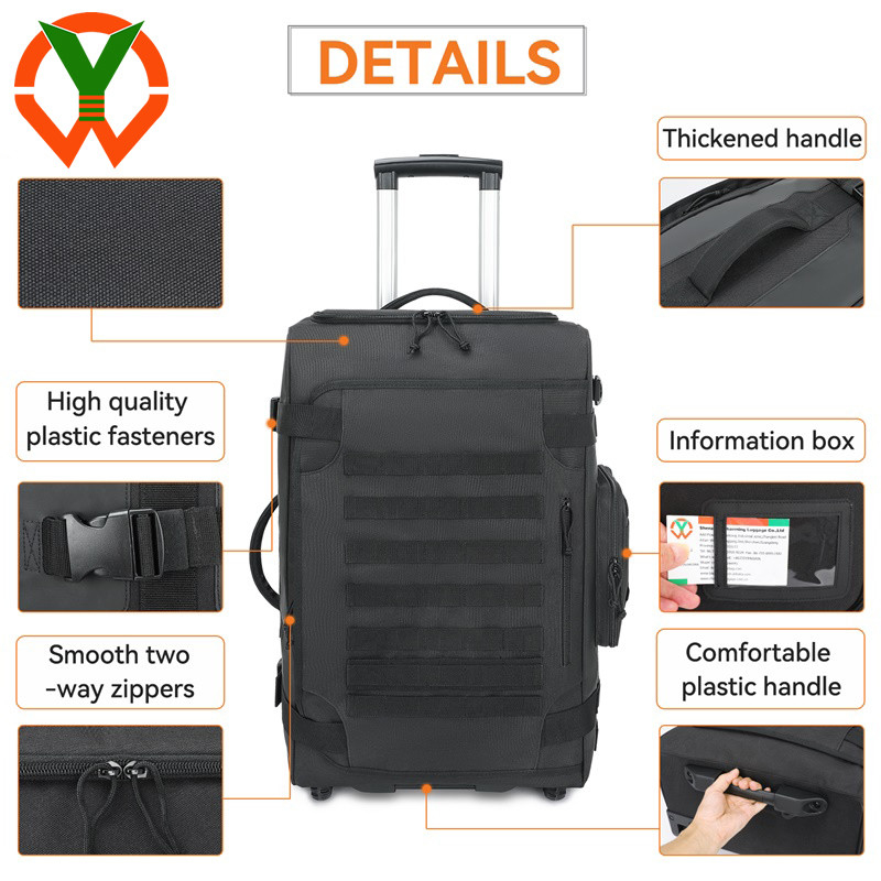 Großkapazitäts-Reise-Tasche aus Polyester, langlebige Rolltasche mit Rädern und Griff